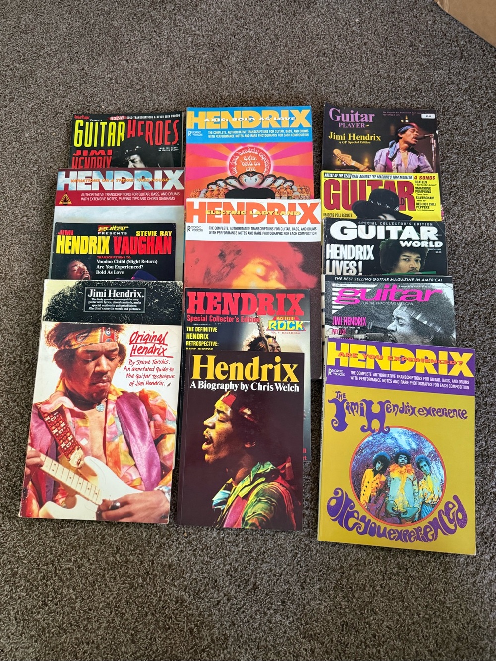 Jimi Hendrix Vintage Guitar Book & Magazine Lot 1975-1997 Anthology Tabs Collect